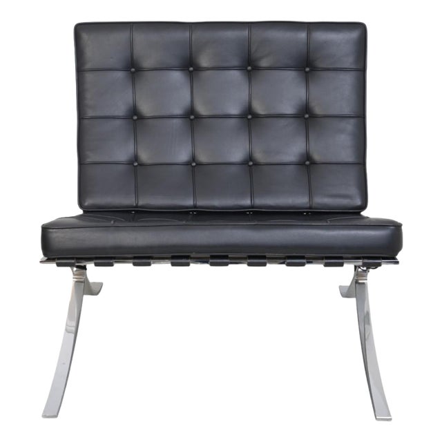 Barcelona Chair in Black Leather by Ludwig Mies van der Rohe, 2010s For Sale