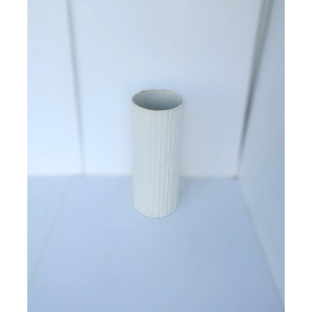 Chinoiserie Italian White Ceramic Bamboo Umbrella Stand For Sale - Image 3 of 10