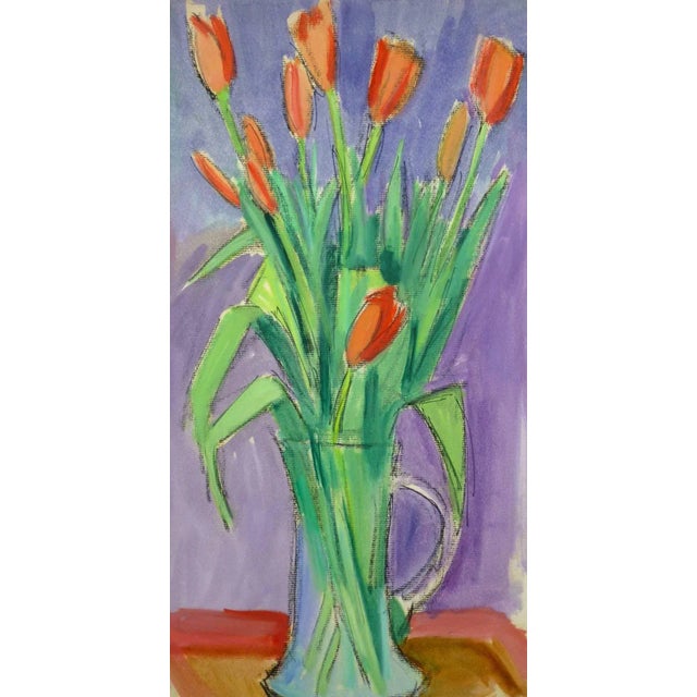 1960s Madeleine Scali, Vase of Tulips For Sale - Image 5 of 5