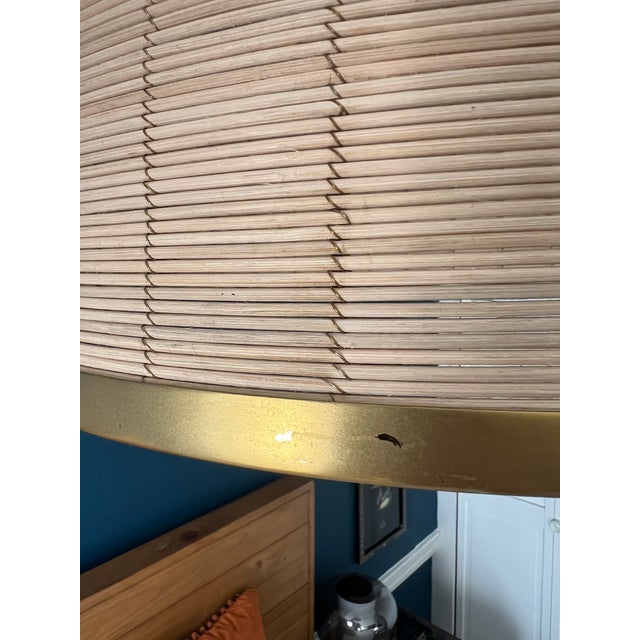 Wood Monumental Vintage Rattan & Brass Pendant Chandelier — Sculptural Organic Modern Form, 25” For Sale - Image 7 of 18
