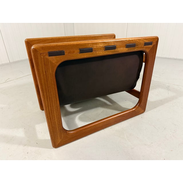 Teak and Leather Magazine Holder from Salin Mobler, 1960s For Sale - Image 12 of 13