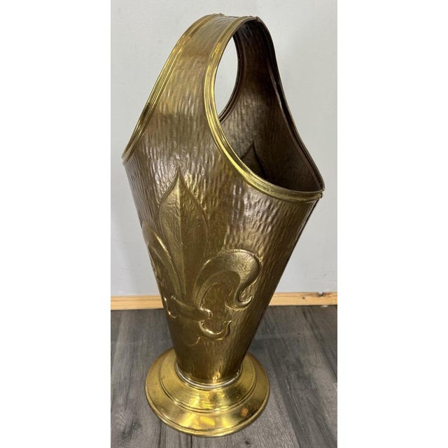 Vintage French Style Carved Brass Umbrella Stand For Sale - Image 9 of 10