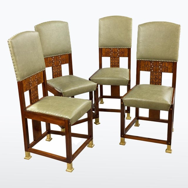 Vienna Secession Art Nouveau Chairs with Inlay, 1900s, Set of 4 For Sale - Image 13 of 13