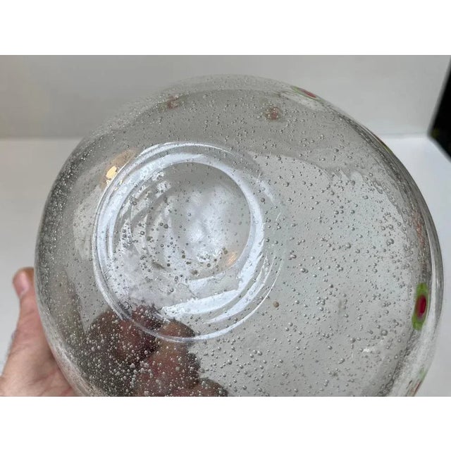 Hand-Blown Murano Bubble Glass Bowl with Flowers, 1960s For Sale - Image 6 of 8