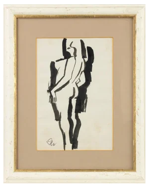 Remo Brindisi, Untitled, 1970s, China Ink Drawing, Framed