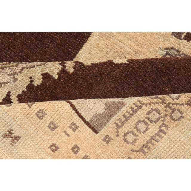 Vintage Turkish Oushak Rug, Brown Medallion With Taupe For Sale - Image 12 of 13