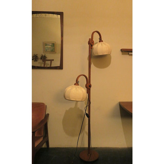 Domus teak multi-adjustable floor lamp with 2 lights, Denmark 1970s. I have official proof of authenticity such as vintage...