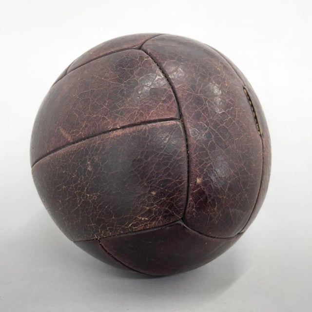 1930s Vintage Mahogany Leather Medicine Ball, 1930s For Sale - Image 5 of 10