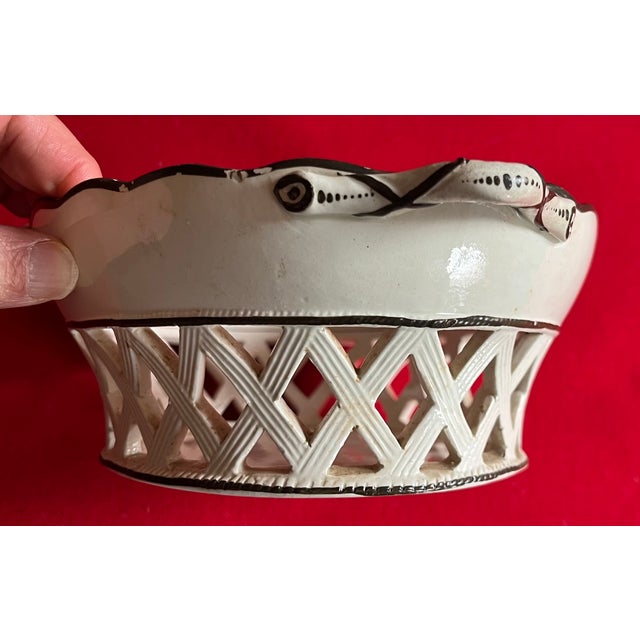Antique Early 19th Century English Georgian Creamware Chestnut Basket For Sale - Image 9 of 12