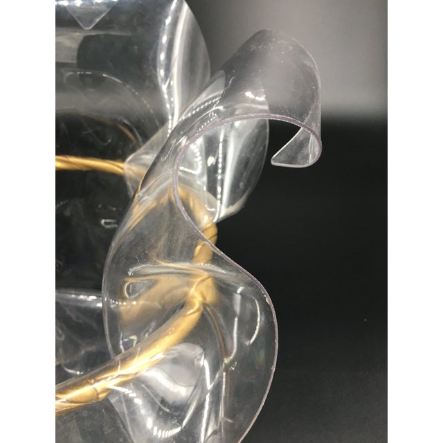 Plastic 1970s Clear Lucite Handkerchief Vase With Gold Gilt Rope For Sale - Image 7 of 9