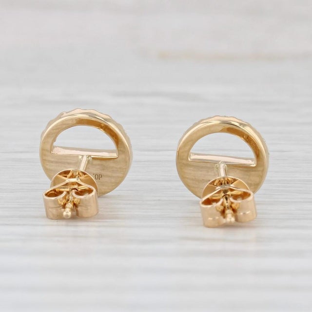 New Small 0.12ctw Diamond Circle Stud Earrings 14k Yellow Gold - 2 Pieces For Sale - Image 4 of 6