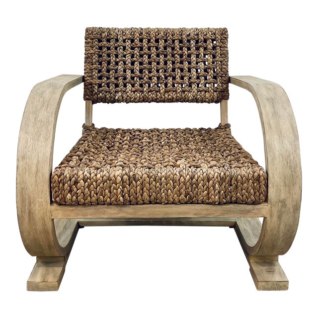 Organic Modern Woven Hyacinth Rehema Accent Chair For Sale