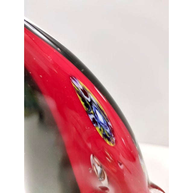 Vintage Black and Red Blown Murano Glass Fish, 1980s For Sale - Image 12 of 15