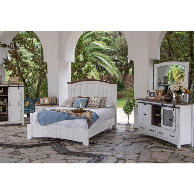 Industrial Greenview Bedroom Mirror - Distressed White For Sale - Image 3 of 3