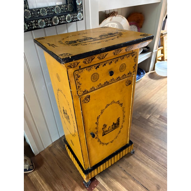 Yellow 19Th Century Antique French Tole Metal Cabinet For Sale - Image 8 of 12