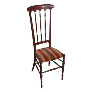 Chiavari High Back Chair in Wood and Padded Fabric, 1950s For Sale