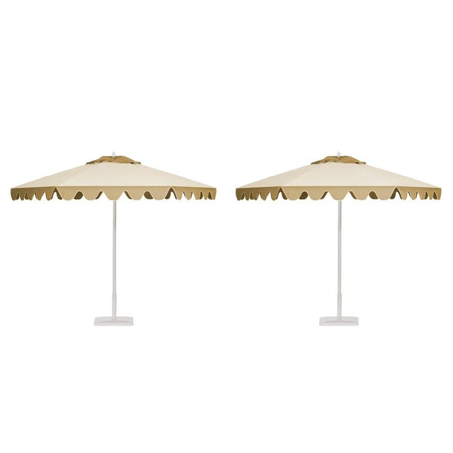 Contemporary Caramel Latte 9' Patio Umbrella, Tan & Cream, Set of 2 For Sale - Image 3 of 3