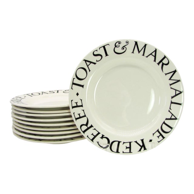 2014 2015 Emma Bridgewater Black Toast & Marmalade Salad Dessert Plates - Set of 10 For Sale