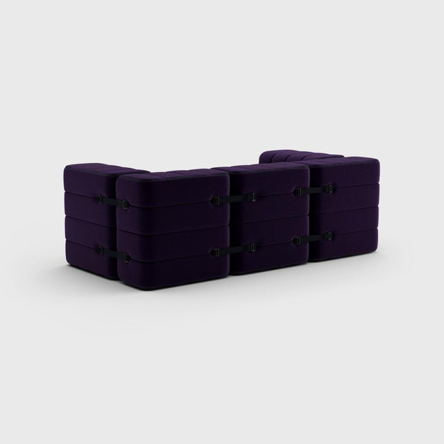 Contemporary Curt Modular Set - Flexible 2-Seater with Armrests - Jet - 9607 (Blue / Purple) by Ambivalenz, Set of 7 For Sale - Image 3 of 5