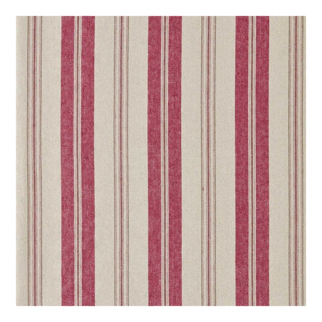 Sanderson Highgrove Stripe Fabric in Crimson - a sample For Sale