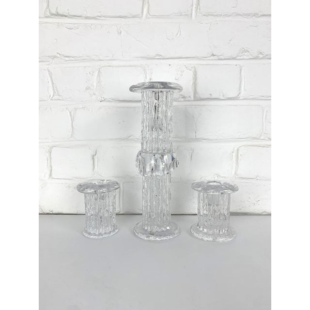 Glass Glass Candlesticks by Göran Wärff for Kosta Boda, Sweden, 1970s, Set of 3 For Sale - Image 7 of 12