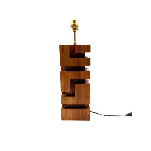 Vintage Hollywood Regency Wood Table Lamp, France, 1970s For Sale - Image 6 of 12