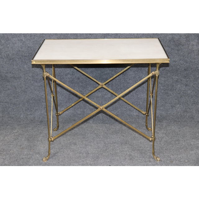 Maison Jansen Style Directoire Granite Top & Brass End Table For Sale - Image 4 of 10