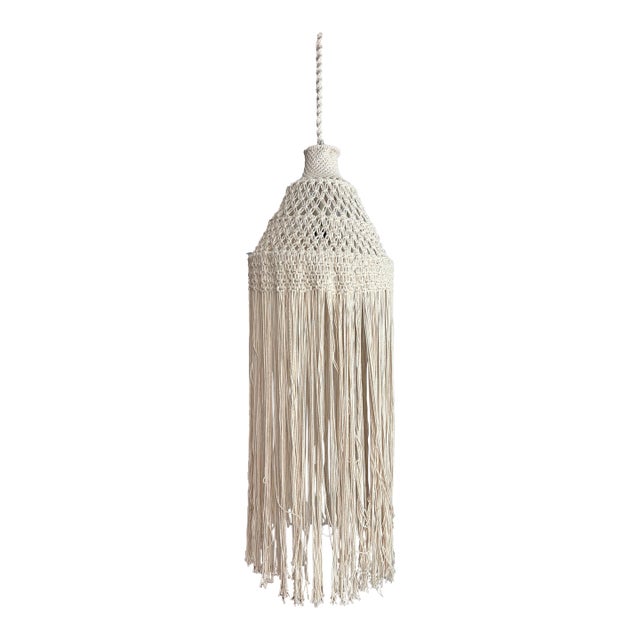 Macrame Fringe Pendant Light For Sale