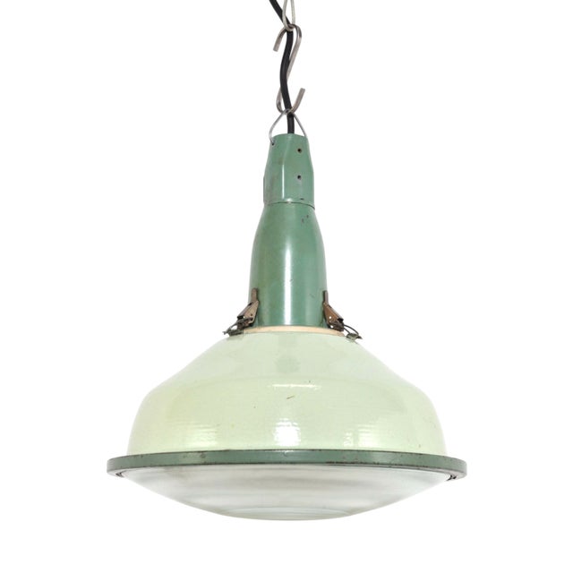 Vintage Enamel Pendant Lamp, 1950s For Sale