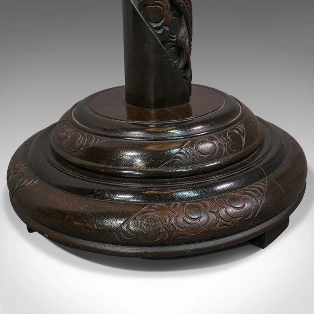 Vintage Mid 20th Century Art Deco Oriental Mahogany Carved Lamp For Sale - Image 4 of 13