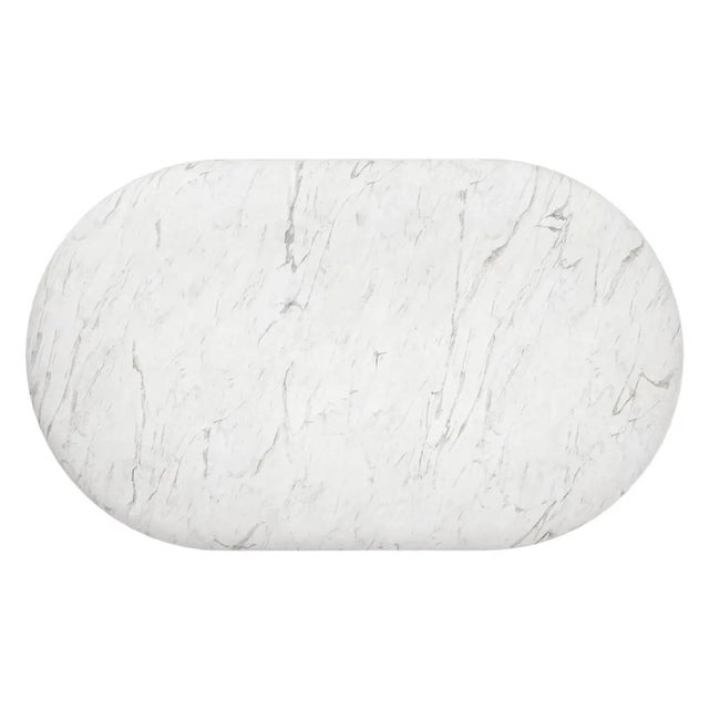 Chloe Curvy Oval Coffee Table in Sculpted White Carrara Marble by Fred & Juul For Sale - Image 4 of 5