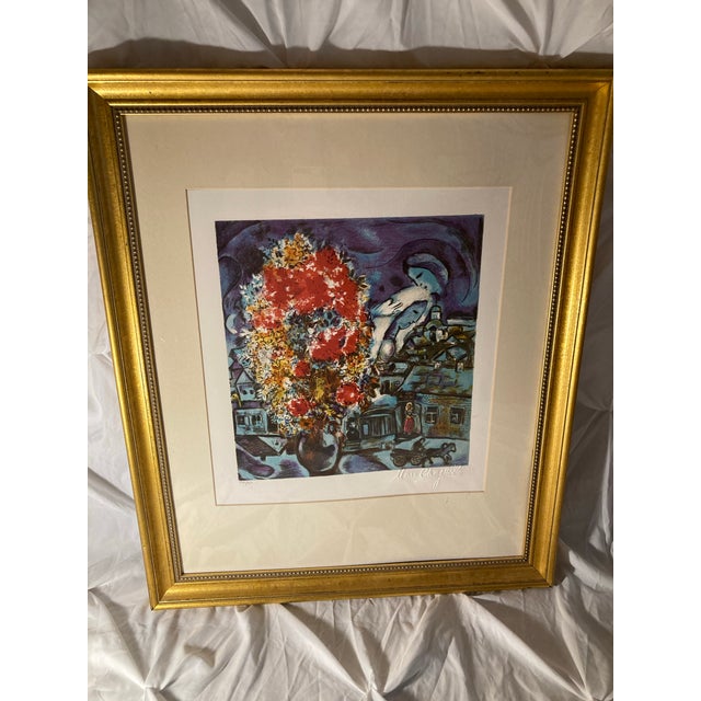 Mid 20th Century Lithographic Technique Reproduction of an Original Work by Marc Chagall. Name: Le Bouquet Et Le Village Bleu Year: For Sale - Image 12 of 12