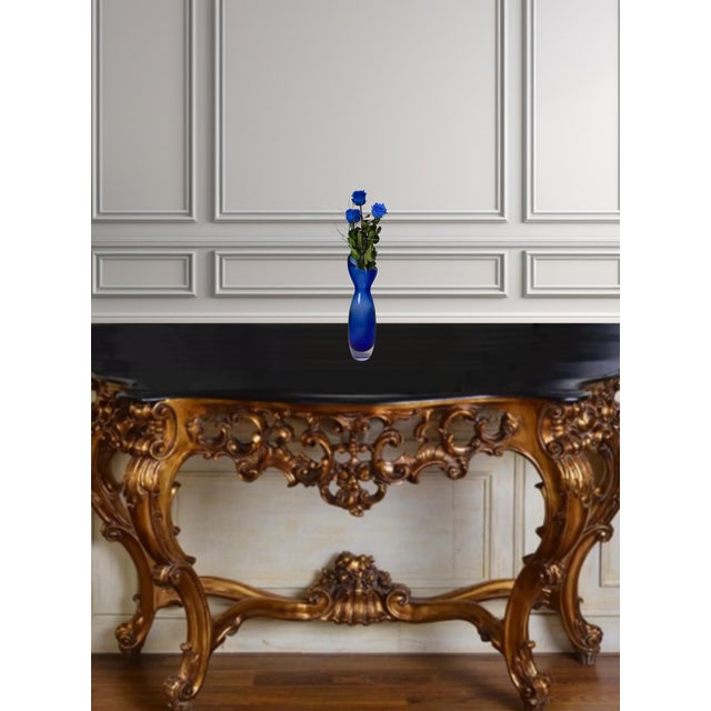 Scandinavian Sommerso Cobalt Art Glass Asymmetrical Vase For Sale - Image 13 of 18