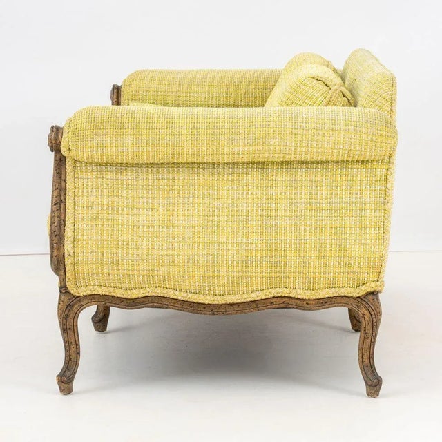 French Provincial Style Chartreuse Sofa For Sale - Image 4 of 6