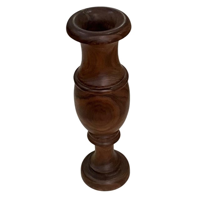 Vintage Ironwood Carved Decorative Vase For Sale - Image 4 of 5