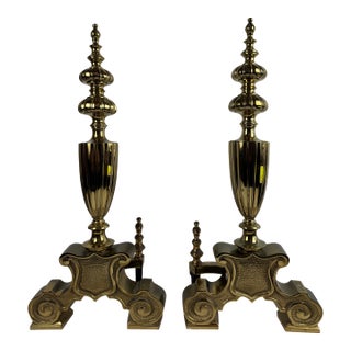 Pair of Large Vintage Gilt Brass Andiron/Fire Dogs. For Sale