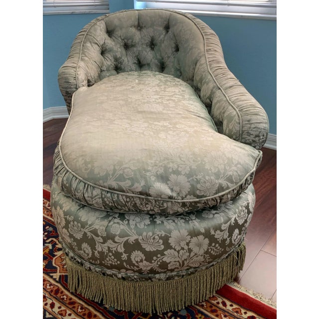 Silk Upholstered Antique Chaise For Sale - Image 4 of 12