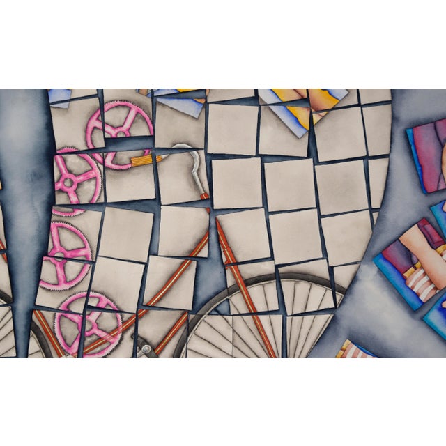 "La Birula De Nenuca" the Bicycle of Nenuca - Original Watercolor Painting by Marco Antonio Bustamante Underwood For Sale In Monterey, CA - Image 6 of 9