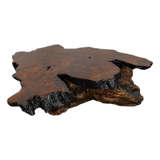 50 Inch Long 1970s Redwood Burl Coffee Table With Root Base For Sale