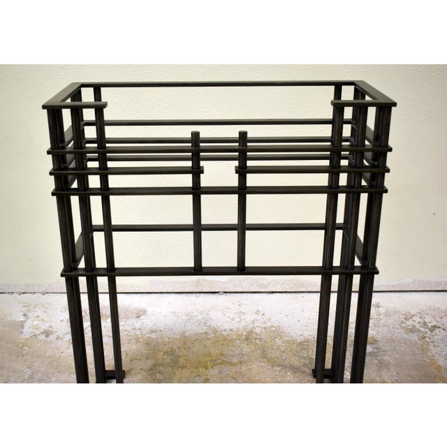 Contemporary Minimalist Industrial Steel Entry Table With Mirror For Sale - Image 3 of 10