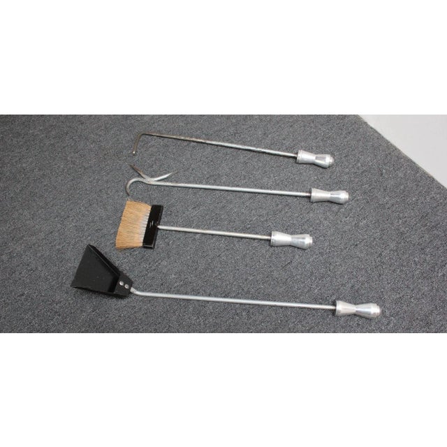 Art Deco Cast Aluminum, Bakelite and Steel Fire Tools For Sale - Image 4 of 12