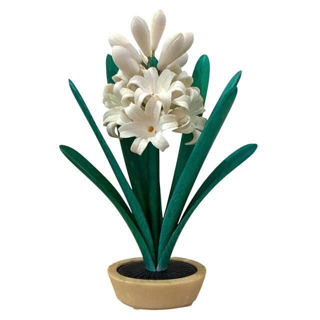 Carved Polychrome Potted Hyacinth For Sale - Image 9 of 11