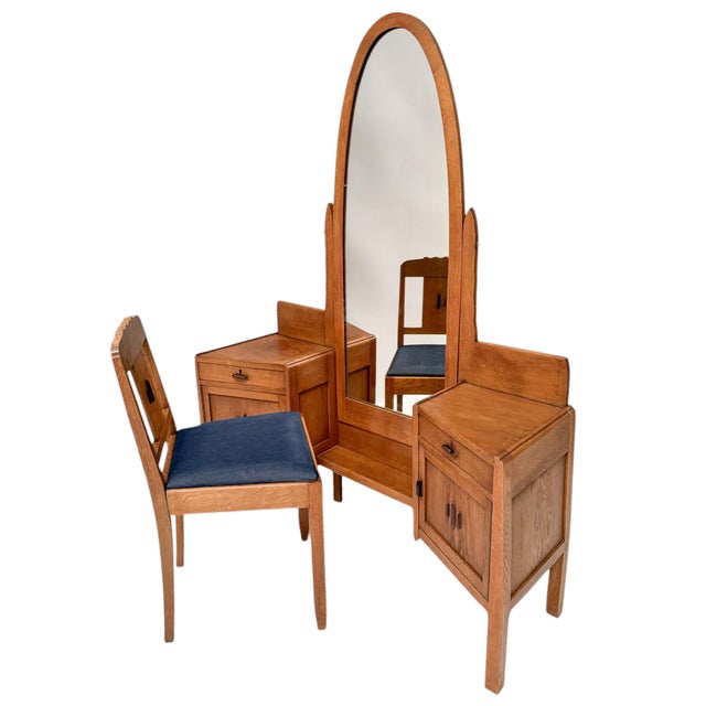 Art Deco Amsterdamse School Dressing Table by J.J. Zijfers, 1920s, Set of 2 For Sale - Image 3 of 11