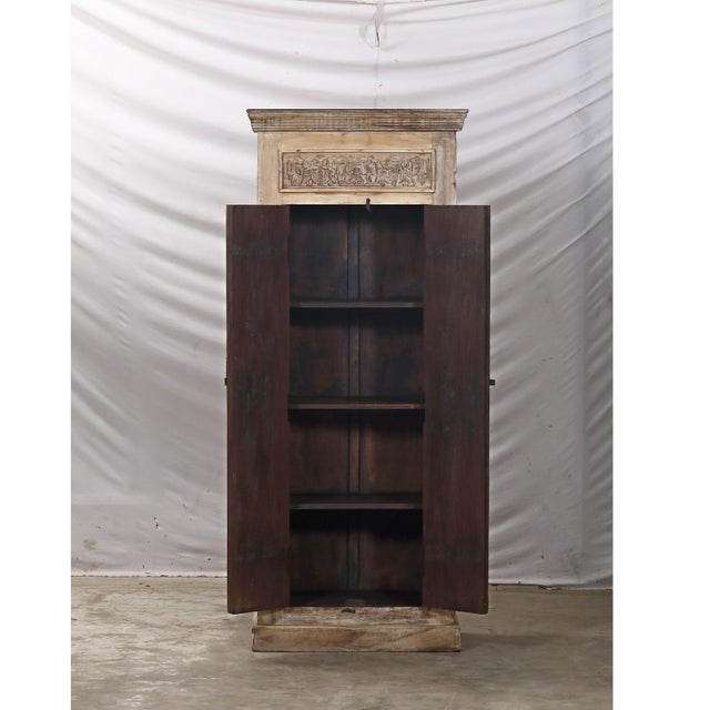 Wood Armoire Constructed From Antique Indian Teakwood Kerala Doors and Elements For Sale - Image 7 of 8