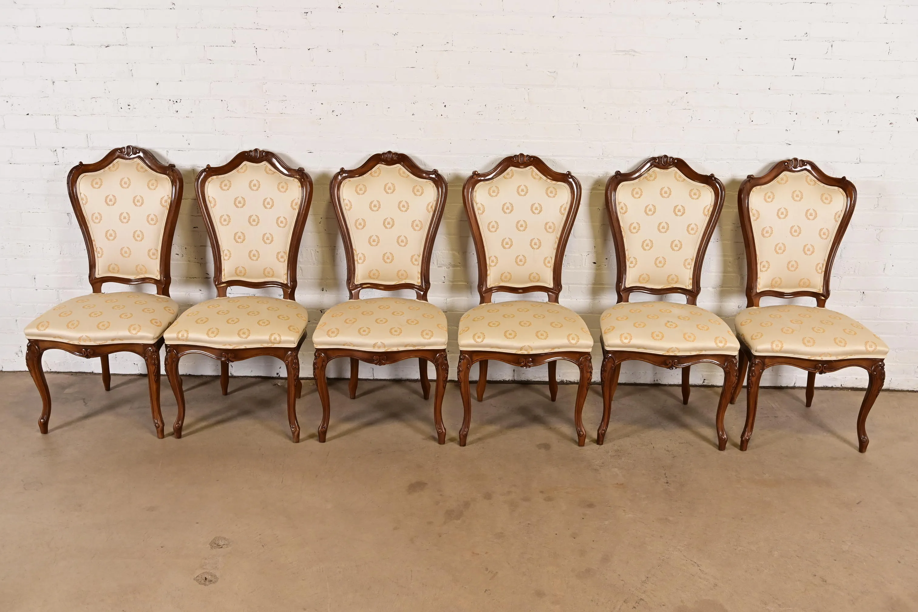 Karges French Provincial Louis XV Carved Walnut Side Chairs or