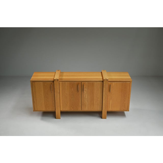 Brustalist Oak Sideboard, Belgium, 1990s For Sale - Image 4 of 9