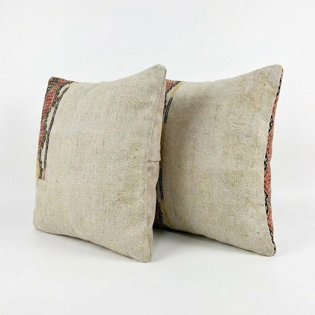 This beautiful 24'' X 24'' pillow cover set was made from authentic Turkish Kilim pieces. Bright colors of wool adorn the...