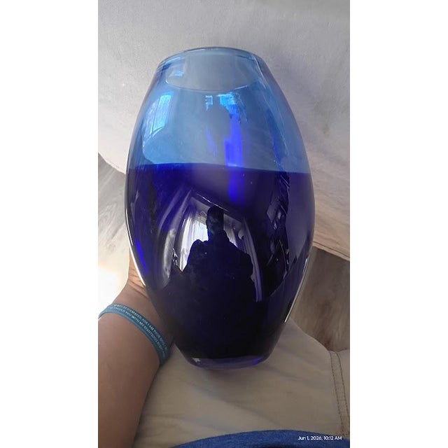 Vintage Scandinavian Cobalt Blue Art Glass Vase – Elegant Statement Piece Add a striking pop of color to your home with...