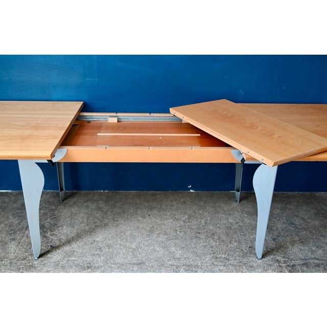 Extendable Table with Bent Steel and Light Wood Legs, 1990s For Sale - Image 16 of 18