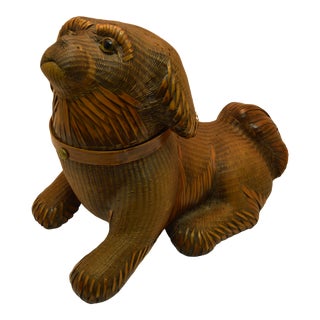 Vintage Woven Wicker Dog For Sale